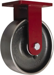 Hamilton - 10" Diam x 3" Wide x 12-1/2" OAH Top Plate Mount Rigid Caster - Forged Steel, 4,000 Lb Capacity, Tapered Roller Bearing, 5-1/2 x 7-1/2" Plate - Exact Tooling