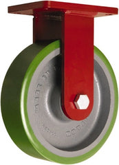 Hamilton - 10" Diam x 3" Wide x 12-1/2" OAH Top Plate Mount Rigid Caster - Polyurethane Mold onto Cast Iron Center, 3,000 Lb Capacity, Sealed Precision Ball Bearing, 5-1/2 x 7-1/2" Plate - Exact Tooling