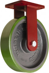 Hamilton - 12" Diam x 3" Wide x 14-1/2" OAH Top Plate Mount Rigid Caster - Polyurethane Mold onto Cast Iron Center, 3,500 Lb Capacity, Sealed Precision Ball Bearing, 5-1/2 x 7-1/2" Plate - Exact Tooling