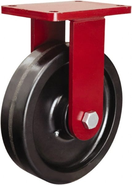 Hamilton - 10" Diam x 2-1/2" Wide x 12-1/2" OAH Top Plate Mount Rigid Caster - Phenolic, 2,500 Lb Capacity, Tapered Roller Bearing, 5-1/2 x 7-1/2" Plate - Exact Tooling