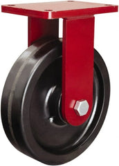 Hamilton - 10" Diam x 2-1/2" Wide x 12-1/2" OAH Top Plate Mount Rigid Caster - Phenolic, 2,500 Lb Capacity, Straight Roller Bearing, 5-1/2 x 7-1/2" Plate - Exact Tooling