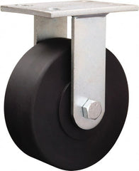 Hamilton - 8-7/8" Diam x 2-1/4" Wide x 10-15/16" OAH Top Plate Mount Rigid Caster - Iron, 2,000 Lb Capacity, Tapered Roller Bearing, 5-1/4 x 7-1/4" Plate - Exact Tooling