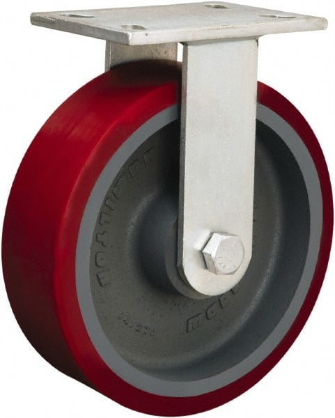 Hamilton - 8" Diam x 2-1/2" Wide x 10-1/2" OAH Top Plate Mount Rigid Caster - Phenolic, 2,000 Lb Capacity, Straight Roller Bearing, 5-1/4 x 7-1/4" Plate - Exact Tooling