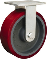 Hamilton - 8" Diam x 2-1/2" Wide x 10-1/2" OAH Top Plate Mount Rigid Caster - Phenolic, 2,000 Lb Capacity, Tapered Roller Bearing, 5-1/4 x 7-1/4" Plate - Exact Tooling