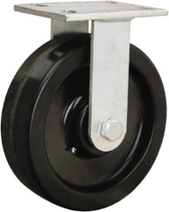 Hamilton - 8" Diam x 2-1/2" Wide x 10-1/2" OAH Top Plate Mount Rigid Caster - Polyurethane Mold onto Cast Iron Center, 2,000 Lb Capacity, Precision Ball Bearing, 5-1/4 x 7-1/4" Plate - Exact Tooling