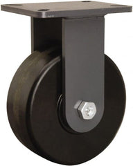 Hamilton - 8" Diam x 3" Wide x 10-1/2" OAH Top Plate Mount Rigid Caster - Phenolic, 3,000 Lb Capacity, Tapered Roller Bearing, 5-1/4 x 7-1/4" Plate - Exact Tooling