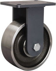 Hamilton - 8" Diam x 3" Wide x 10-1/2" OAH Top Plate Mount Rigid Caster - Forged Steel, 3,500 Lb Capacity, Precision Ball Bearing, 5-1/4 x 7-1/4" Plate - Exact Tooling