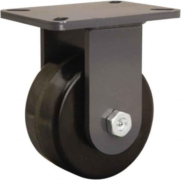 Hamilton - 6" Diam x 3" Wide x 8" OAH Top Plate Mount Rigid Caster - Phenolic, 2,000 Lb Capacity, Tapered Roller Bearing, 5-1/4 x 7-1/4" Plate - Exact Tooling