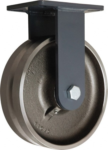 Hamilton - 10" Diam x 3" Wide, Forged Steel Rigid Caster - 4,500 Lb Capacity, Top Plate Mount, 5-1/4" x 7-1/4" Plate, Straight Roller Bearing - Exact Tooling