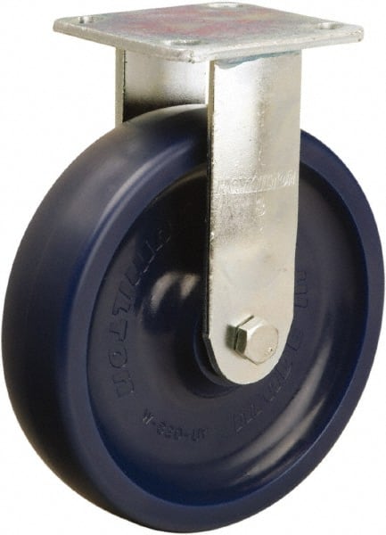 Hamilton - 8" Diam x 2" Wide x 9-1/2" OAH Top Plate Mount Rigid Caster - Polyurethane, 900 Lb Capacity, Sealed Precision Ball Bearing, 4 x 4-1/2" Plate - Exact Tooling