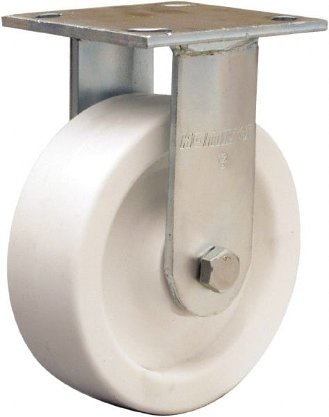 Hamilton - 6" Diam x 2" Wide x 7-1/2" OAH Top Plate Mount Rigid Caster - Polyolefin, Delrin Bearing, 4 x 4-1/2" Plate - Exact Tooling