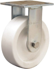 Hamilton - 6" Diam x 2" Wide x 7-1/2" OAH Top Plate Mount Rigid Caster - Polyolefin, 750 Lb Capacity, Delrin Bearing, 4 x 4-1/2" Plate - Exact Tooling