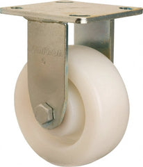 Hamilton - 5" Diam x 2" Wide x 6-1/2" OAH Top Plate Mount Rigid Caster - Nylon, 900 Lb Capacity, Sealed Precision Ball Bearing, 4 x 4-1/2" Plate - Exact Tooling