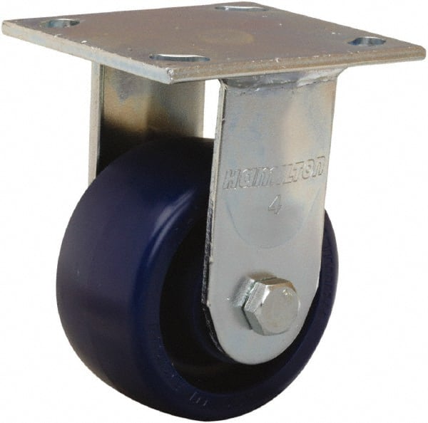Hamilton - 4" Diam x 2" Wide x 5-5/8" OAH Top Plate Mount Rigid Caster - Polyurethane, 750 Lb Capacity, Sealed Precision Ball Bearing, 4 x 4-1/2" Plate - Exact Tooling
