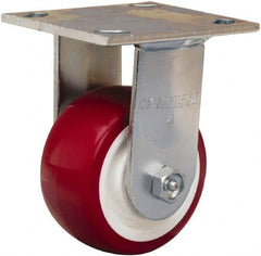 Hamilton - 4" Diam x 2" Wide x 5-5/8" OAH Top Plate Mount Rigid Caster - Polyurethane Mold on Polypropylene, 750 Lb Capacity, Straight Roller Bearing, 4 x 4-1/2" Plate - Exact Tooling