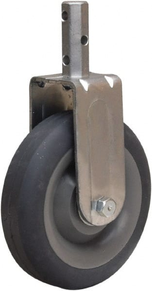 Hamilton - 5" Diam x 1-3/8" Wide x 6-1/16" OAH Stem Mount Rigid Caster - Rubber Mold on Polyolefin, 250 Lb Capacity, Precision Ball Bearing, 3/4 x 2-1/16" Octagon Stem - Exact Tooling