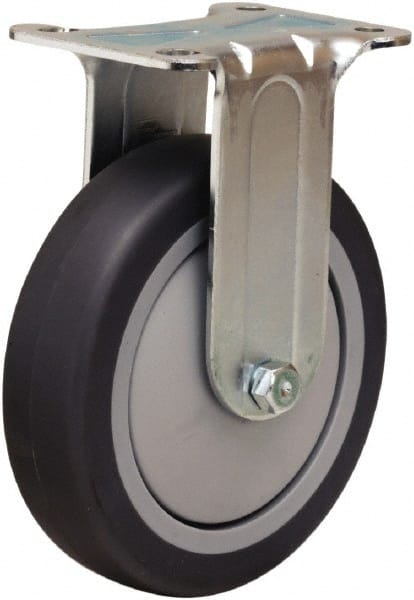 Hamilton - 4" Diam x 1-3/8" Wide x 5" OAH Top Plate Mount Rigid Caster - Rubber Mold on Polyolefin, 250 Lb Capacity, Precision Ball Bearing, 2-3/4 x 3-3/4" Plate - Exact Tooling