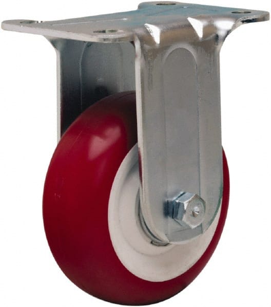 Hamilton - 3-1/2" Diam x 1-3/8" Wide x 4-13/16" OAH Top Plate Mount Rigid Caster - Polyurethane Mold on Polypropylene, 325 Lb Capacity, Sealed Precision Ball Bearing, 2-3/4 x 3-3/4" Plate - Exact Tooling