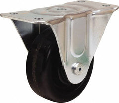 Hamilton - 4" Diam x 1-1/2" Wide x 5" OAH Top Plate Mount Rigid Caster - Phenolic, 375 Lb Capacity, Straight Roller Bearing, 3 x 6-3/16" Plate - Exact Tooling