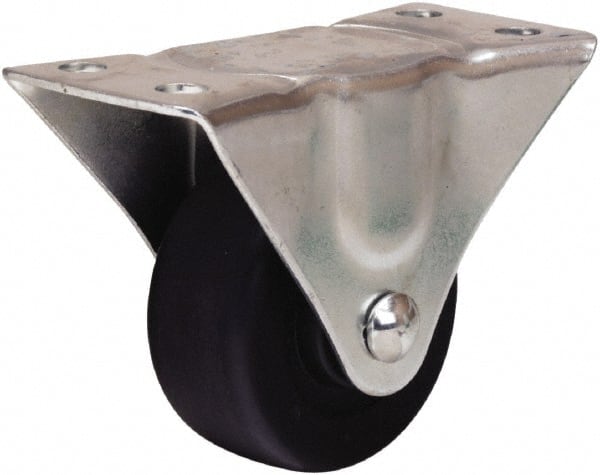 Hamilton - 2-1/2" Diam x 1-1/8" Wide x 3-1/4" OAH Top Plate Mount Rigid Caster - Hard Rubber, 120 Lb Capacity, Self-Lubricating Bearing, 2-1/4 x 4-1/2" Plate - Exact Tooling