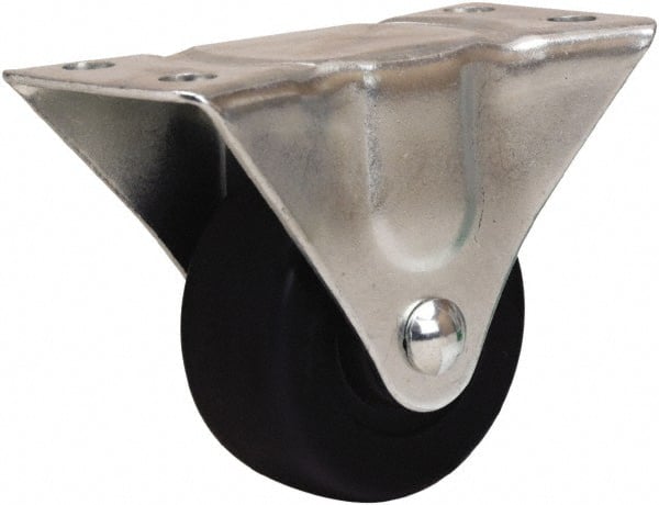 Hamilton - 2-1/2" Diam x 1-1/8" Wide x 3-1/4" OAH Top Plate Mount Rigid Caster - Hard Rubber, 175 Lb Capacity, Self-Lubricating Bearing, 2-1/4 x 4-1/2" Plate - Exact Tooling