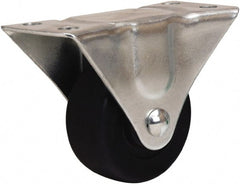 Hamilton - 2-1/2" Diam x 1-1/8" Wide x 3-1/4" OAH Top Plate Mount Rigid Caster - Hard Rubber, 175 Lb Capacity, Self-Lubricating Bearing, 2-1/4 x 4-1/2" Plate - Exact Tooling