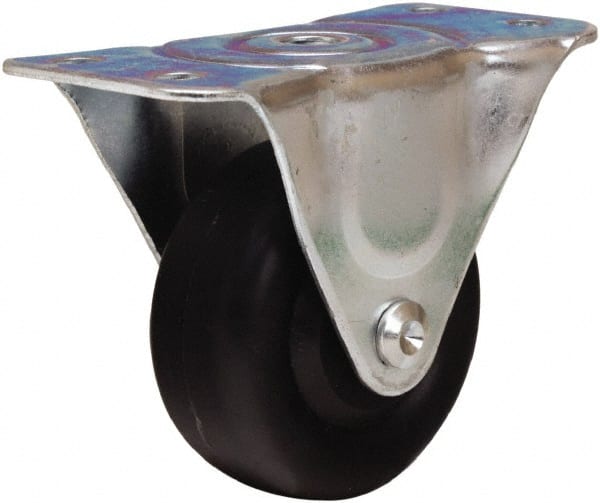 Hamilton - 3" Diam x 1-3/8" Wide x 3-3/4" OAH Top Plate Mount Rigid Caster - Polyolefin, 230 Lb Capacity, Plain Bore Bearing, 2-1/2 x 5" Plate - Exact Tooling
