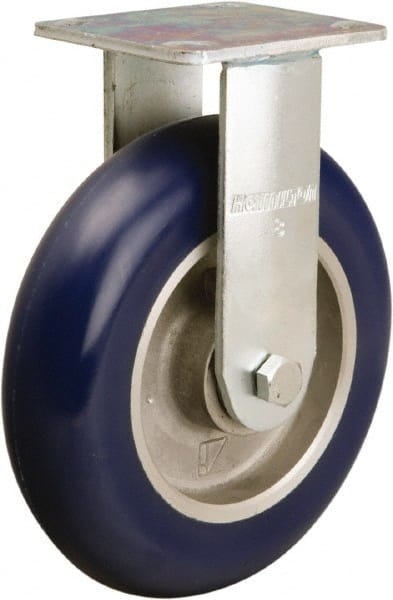 Hamilton - 8" Diam x 2" Wide x 9-1/2" OAH Top Plate Mount Rigid Caster - Polyurethane on Aluminum, 1,000 Lb Capacity, Precision Ball Bearing, 4 x 4-1/2" Plate - Exact Tooling