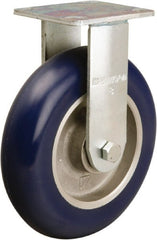 Hamilton - 8" Diam x 2" Wide x 9-1/2" OAH Top Plate Mount Rigid Caster - Polyurethane on Aluminum, 1,000 Lb Capacity, Precision Ball Bearing, 4 x 4-1/2" Plate - Exact Tooling