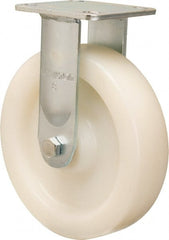 Hamilton - 8" Diam x 2" Wide x 9-1/2" OAH Top Plate Mount Rigid Caster - Nylon, 1,100 Lb Capacity, Sealed Precision Ball Bearing, 4 x 4-1/2" Plate - Exact Tooling