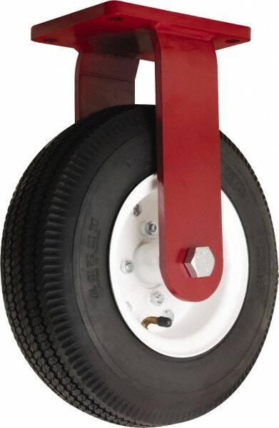 Hamilton - 12" Diam, Rubber Rigid Caster - 625 Lb Capacity, Top Plate Mount, 5-1/2" x 7-1/2" Plate, Tapered Roller Bearing - Exact Tooling