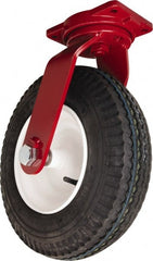 Hamilton - 16" Diam, Rubber Swivel Caster - 1,220 Lb Capacity, Top Plate Mount, 6-1/8" x 7-1/2" Plate, Straight Roller Bearing - Exact Tooling