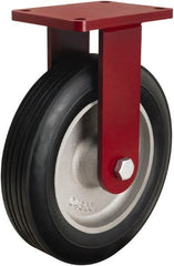 Hamilton - 12" Diam x 2-3/4" Wide, Rubber Rigid Caster - 800 Lb Capacity, Top Plate Mount, 6-1/8" x 7-1/2" Plate, Straight Roller Bearing - Exact Tooling