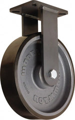 Hamilton - 12" Diam x 3" Wide x 15-1/2" OAH Top Plate Mount Rigid Caster - Polyurethane Mold onto Cast Iron Center, 4,000 Lb Capacity, Sealed Precision Ball Bearing, 5-1/4 x 7-1/4" Plate - Exact Tooling