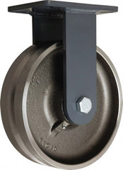 Hamilton - 10" Diam x 3" Wide, Forged Steel Rigid Caster - 4,500 Lb Capacity, Top Plate Mount, 5-1/4" x 7-1/4" Plate, Tapered Roller Bearing - Exact Tooling