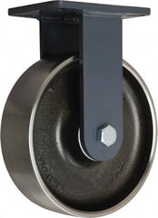 Hamilton - 10" Diam x 3" Wide x 12-1/2" OAH Top Plate Mount Rigid Caster - Forged Steel, 3,500 Lb Capacity, Sealed Precision Ball Bearing, 5-1/4 x 7-1/4" Plate - Exact Tooling