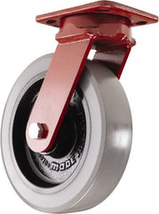 Hamilton - 8" Diam x 2" Wide x 9-1/2" OAH Top Plate Mount Swivel Caster - Polyurethane, 2,000 Lb Capacity, Sealed Precision Ball Bearing, 4 x 5" Plate - Exact Tooling