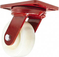 Hamilton - 5" Diam x 2" Wide x 6-3/4" OAH Top Plate Mount Swivel Caster - Nylon, 900 Lb Capacity, Sealed Precision Ball Bearing, 4-1/2 x 6-1/2" Plate - Exact Tooling