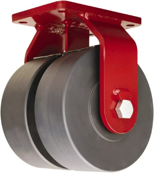 Hamilton - 8" Diam x 3" Wide x 10-1/2" OAH Top Plate Mount Dual Rigid Caster - Nylon, 7,000 Lb Capacity, Sealed Precision Ball Bearing, 5-1/2 x 7-1/2" Plate - Exact Tooling