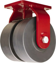 Hamilton - 8" Diam x 3" Wide x 10-1/2" OAH Top Plate Mount Dual Rigid Caster - Nylon, 7,000 Lb Capacity, Sealed Precision Ball Bearing, 5-1/2 x 7-1/2" Plate - Exact Tooling