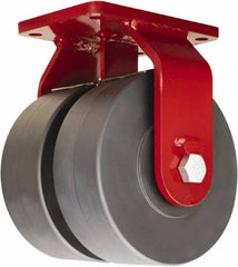 Hamilton - 6" Diam x 3" Wide x 8-1/2" OAH Top Plate Mount Dual Rigid Caster - Nylon, 7,000 Lb Capacity, Sealed Precision Ball Bearing, 5-1/2 x 7-1/2" Plate - Exact Tooling