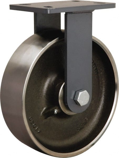 Hamilton - 10" Diam x 3" Wide x 12-1/16" OAH Top Plate Mount Rigid Caster - Forged Steel, 2,400 Lb Capacity, Sealed Precision Ball Bearing, 5 x 7" Plate - Exact Tooling