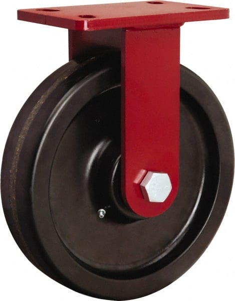 Hamilton - 10" Diam x 2-1/2" Wide x 11-1/2" OAH Top Plate Mount Rigid Caster - Phenolic, 2,200 Lb Capacity, Tapered Roller Bearing, 5 x 7" Plate - Exact Tooling