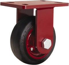 Hamilton - 6" Diam x 2-1/2" Wide x 7-1/2" OAH Top Plate Mount Rigid Caster - Rubber Mold on Cast Iron, 540 Lb Capacity, Straight Roller Bearing, 5 x 7" Plate - Exact Tooling