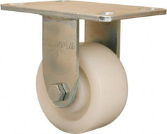 Hamilton - 4" Diam x 2" Wide x 5-5/8" OAH Top Plate Mount Rigid Caster - Nylon, 800 Lb Capacity, Sealed Precision Ball Bearing, 4-1/2 x 6-1/4" Plate - Exact Tooling