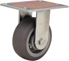 Hamilton - 5" Diam x 2" Wide x 6-1/2" OAH Top Plate Mount Rigid Caster - Rubber Mold on Polyolefin, 350 Lb Capacity, Straight Roller Bearing, 4-1/2 x 6-1/4" Plate - Exact Tooling