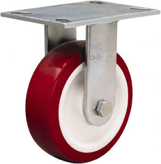 Hamilton - 6" Diam x 2" Wide x 7-1/2" OAH Top Plate Mount Rigid Caster - Polyurethane Mold on Polypropylene, 900 Lb Capacity, Straight Roller Bearing, 4-1/2 x 6-1/4" Plate - Exact Tooling