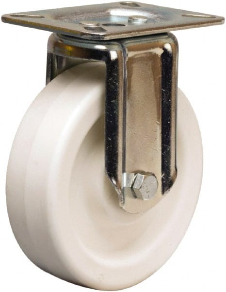 Hamilton - 5" Diam x 1-1/2" Wide x 6-1/16" OAH Top Plate Mount Rigid Caster - Polyolefin, 400 Lb Capacity, Plain Bore Bearing, 3-1/8 x 4-1/8" Plate - Exact Tooling