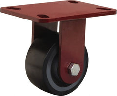 Hamilton - 4" Diam x 2" Wide x 5-5/8" OAH Top Plate Mount Rigid Caster - Polyurethane Mold onto Cast Iron Center, 975 Lb Capacity, Sealed Precision Ball Bearing, 4-1/2 x 6-1/2" Plate - Exact Tooling