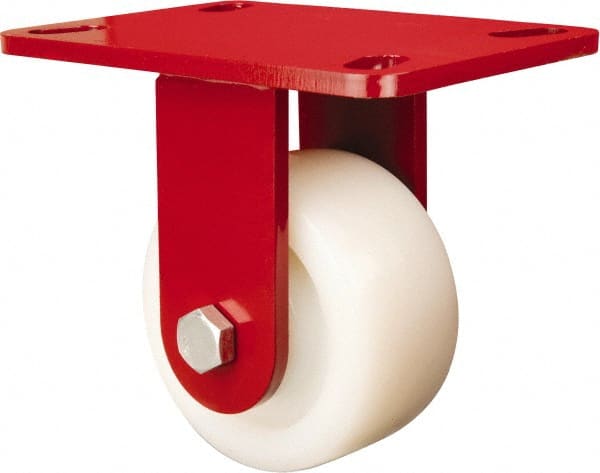 Hamilton - 4" Diam x 2" Wide x 5-5/8" OAH Top Plate Mount Rigid Caster - Nylon, 800 Lb Capacity, Sealed Precision Ball Bearing, 4-1/2 x 6-1/2" Plate - Exact Tooling